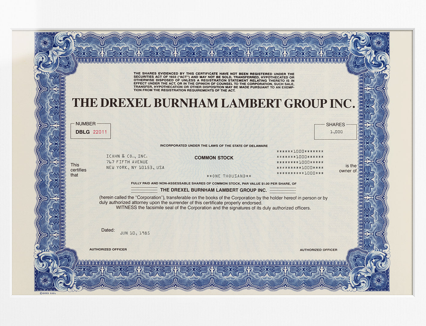 Drexel Burnham Lambert 1985